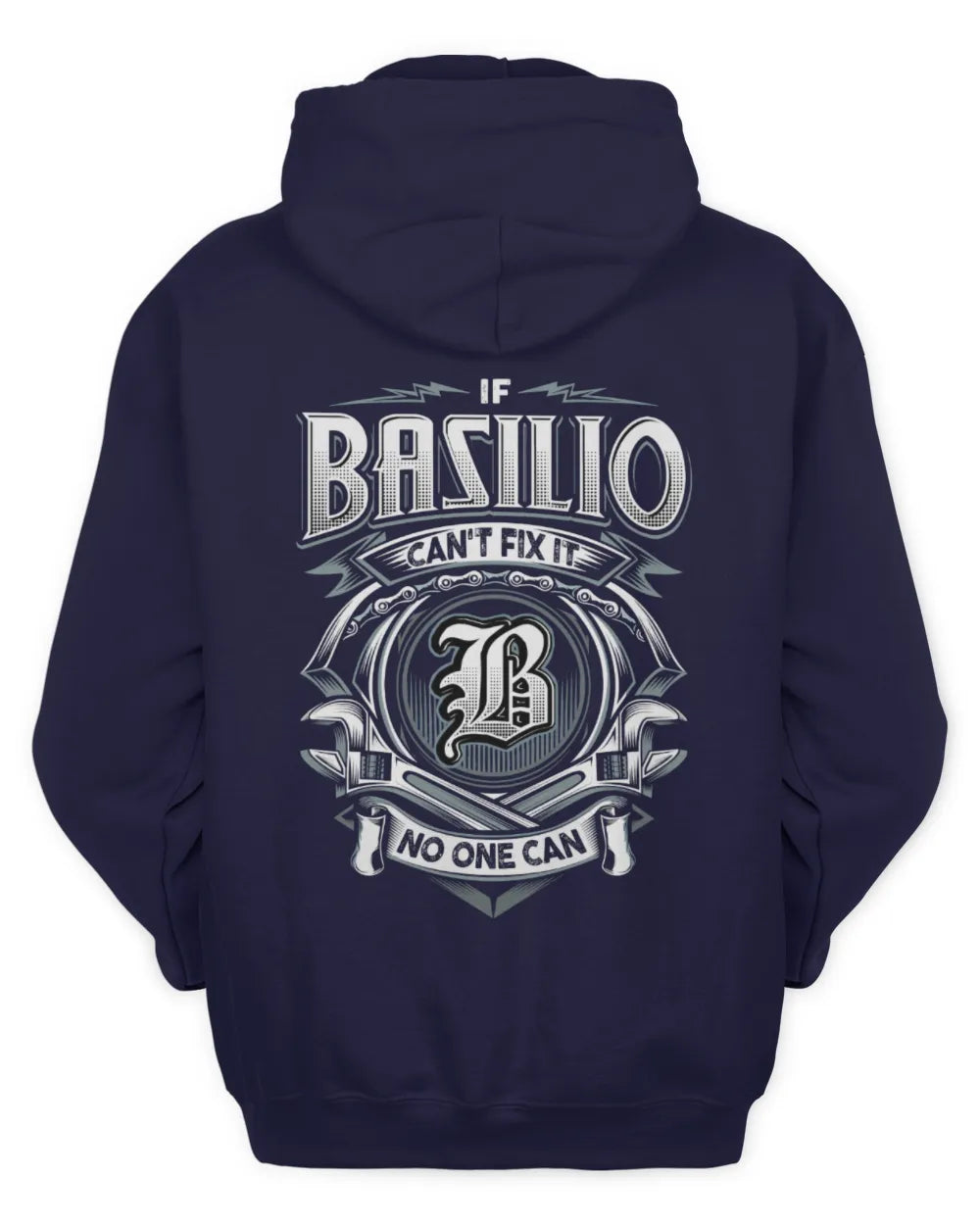 BASILIO AP81-K4-626 - Personalized Ahmed Quote Apparel “If Ahmed Can't Fix It, No One Can” - Unisex Hoodie - Navy