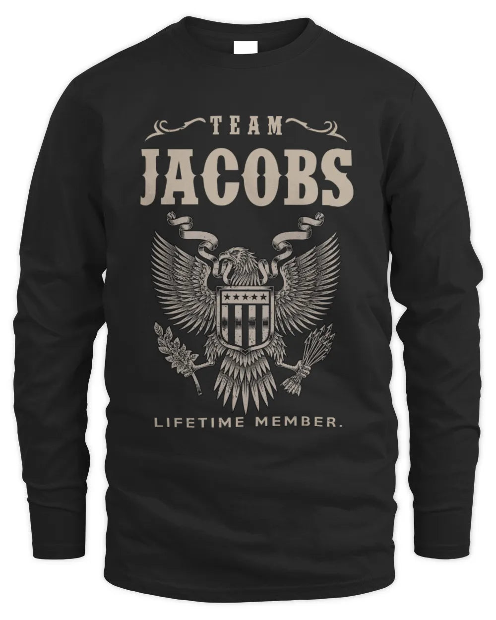JACOBS TP06-K82 – Personalized Classic Style Apparel “Team NAME Lifetime Member” - Men's Long Sleeved T-Shirt - Black