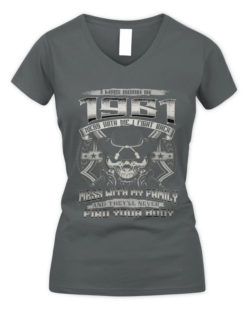 1961 HH89-K2 – Protective Family Quote T-Shirt - Women's V-Neck T-Shirt - Charcoal