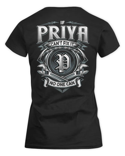 PRIYA AP81-K4-626 - Personalized Ahmed Quote Apparel “If Ahmed Can't Fix It, No One Can” - Women's Standard T-Shirt - Black