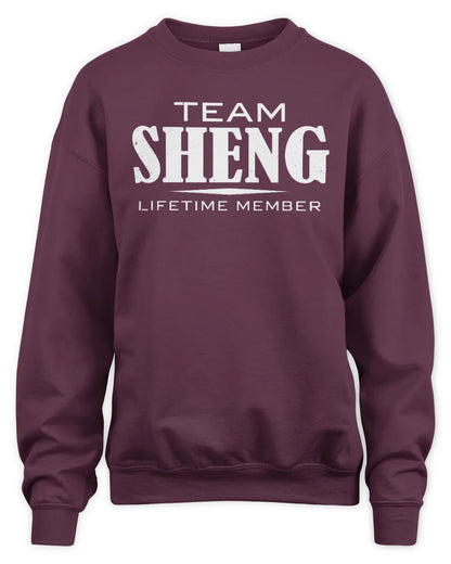 SHENG BL62-K4-128 - Personalized “Team NAME Lifetime Member” - Unisex Sweatshirt - Maroon