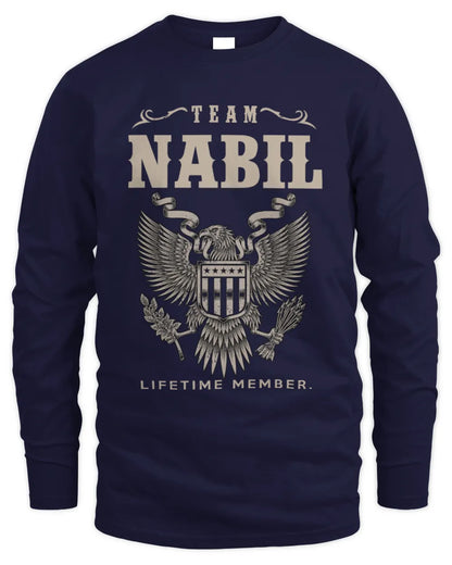 NABIL TP06-K82 – Personalized Classic Style Apparel “Team NAME Lifetime Member” - Men's Long Sleeved T-Shirt - Navy