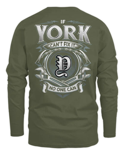 YORK AP81-K4-626 - Personalized Ahmed Quote Apparel “If Ahmed Can't Fix It, No One Can” - Men's Long Sleeved T-Shirt - Military Green