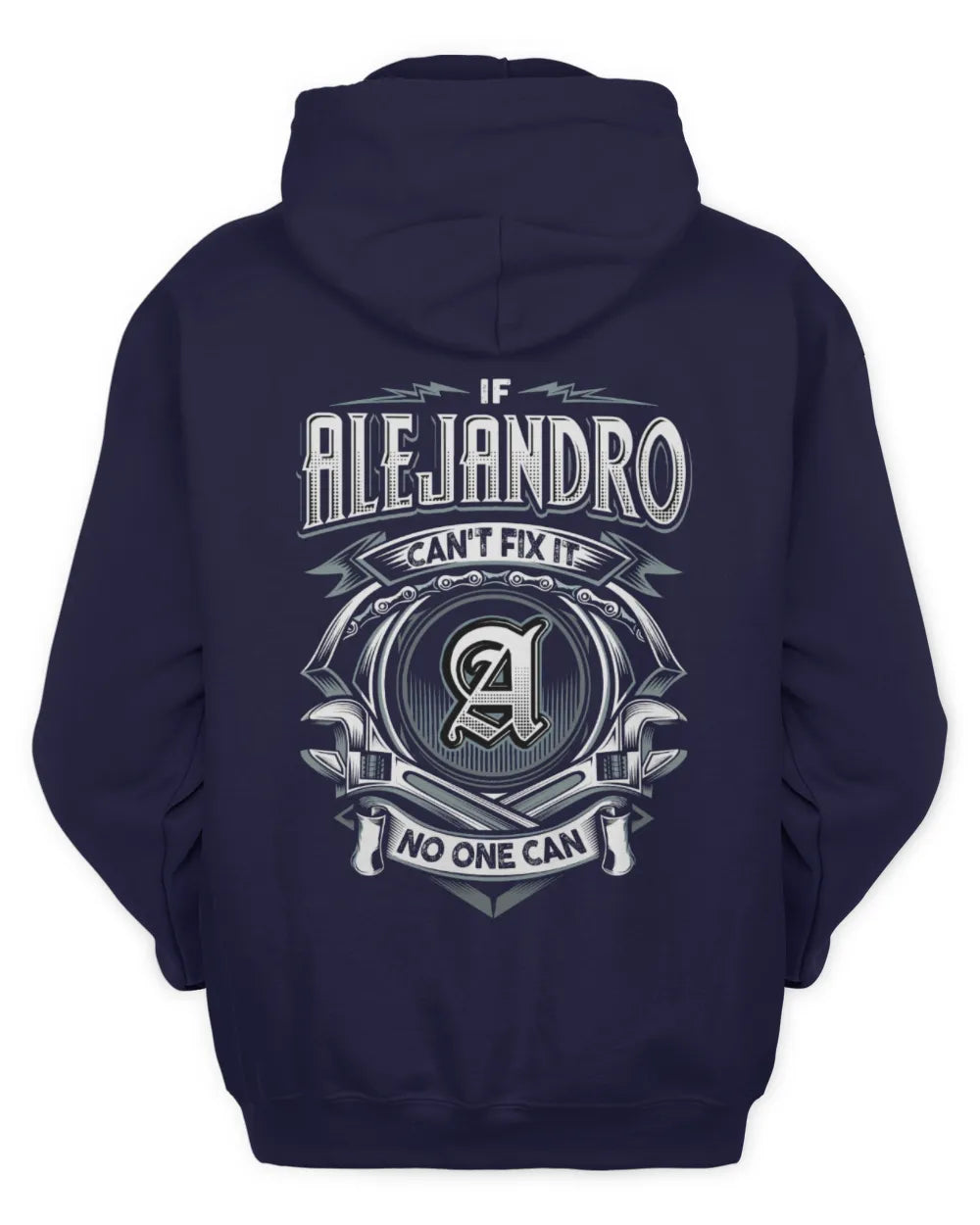 ALEJANDRO AP81-K4-626 - Personalized Ahmed Quote Apparel “If Ahmed Can't Fix It, No One Can” - Unisex Hoodie - Navy
