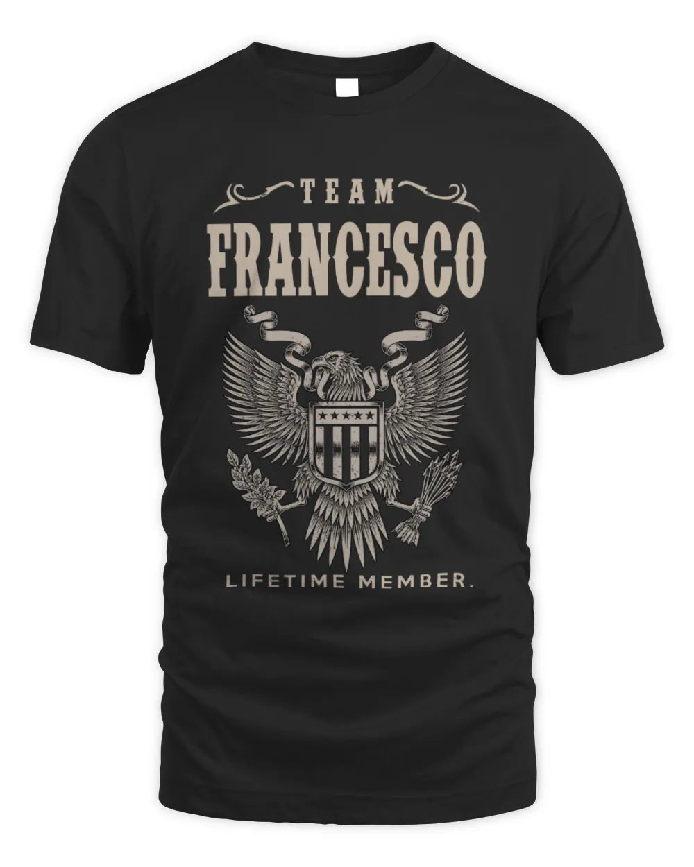 FRANCESCO TP06-K82 – Personalized Classic Style Apparel “Team NAME Lifetime Member” - Unisex Standard T-Shirt - Black