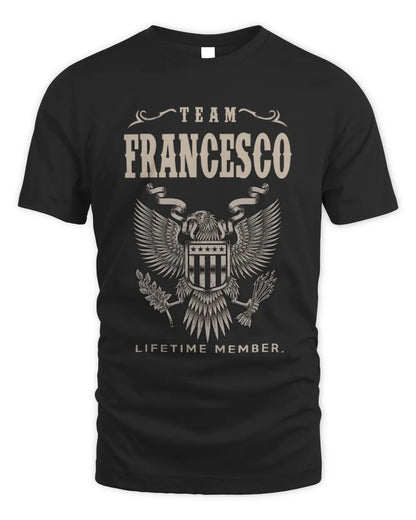 FRANCESCO TP06-K82 – Personalized Classic Style Apparel “Team NAME Lifetime Member” - Unisex Standard T-Shirt - Black