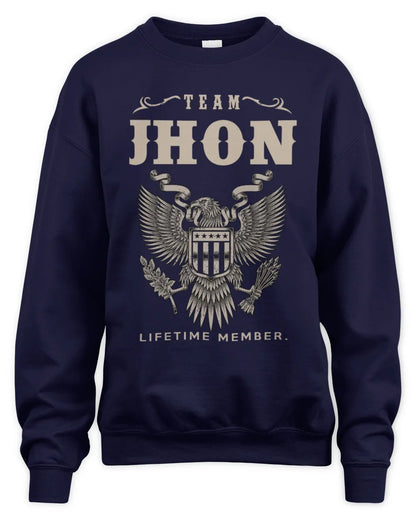 JHON TP06-K82 – Personalized Classic Style Apparel “Team NAME Lifetime Member” - Unisex Sweatshirt - Navy