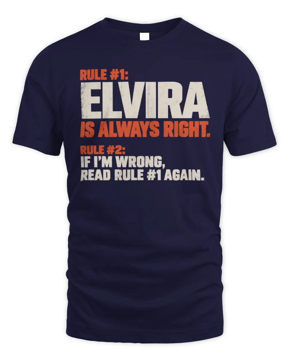 ELVIRA NP1-H006 
Always Right Personalized Name T-Shirt – Funny Custom Name Shirt - Unisex Standard T-Shirt - Navy