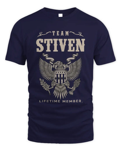 STIVEN TP06-K82 – Personalized Classic Style Apparel “Team NAME Lifetime Member” - Unisex Standard T-Shirt - Navy