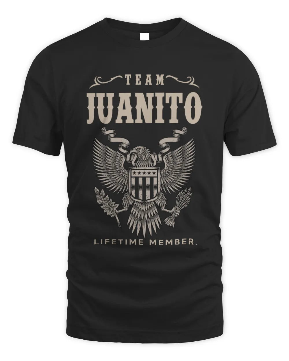 JUANITO TP06-K82 – Personalized Classic Style Apparel “Team NAME Lifetime Member” - Unisex Standard T-Shirt - Black