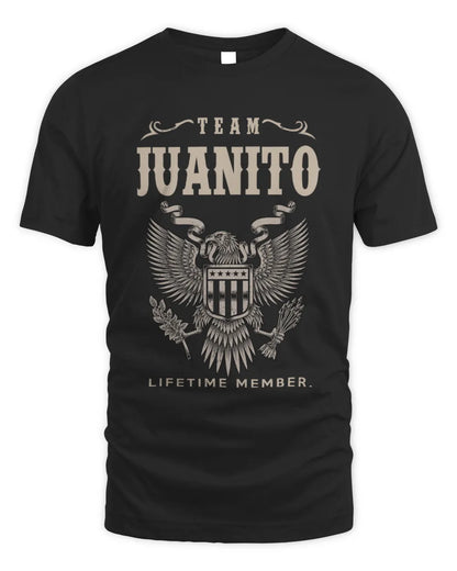 JUANITO TP06-K82 – Personalized Classic Style Apparel “Team NAME Lifetime Member” - Unisex Standard T-Shirt - Black