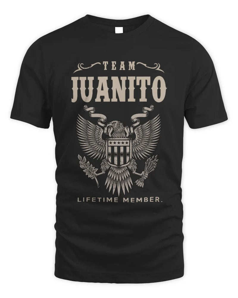 JUANITO TP06-K82 – Personalized Classic Style Apparel “Team NAME Lifetime Member” - Unisex Standard T-Shirt - Black