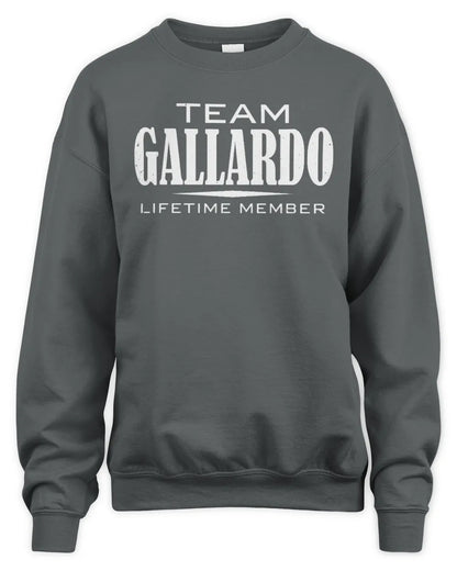GALLARDO BL62-K4-128 - Personalized “Team NAME Lifetime Member” - Unisex Sweatshirt - Charcoal