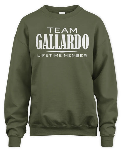 GALLARDO BL62-K4-128 - Personalized “Team NAME Lifetime Member” - Unisex Sweatshirt - Military Green