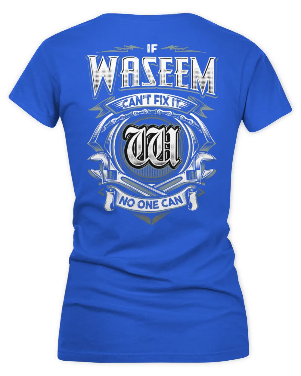WASEEM AP81-K4-626 - Personalized Ahmed Quote Apparel “If Ahmed Can't Fix It, No One Can” - Women's V-Neck T-Shirt - Royal
