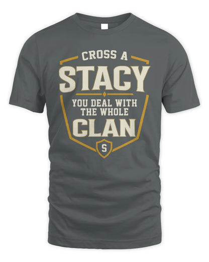 STACY NT1-K008 Cross A/An NAME, You Deal With the Whole Clan | Personalized Vintage T-Shirt - Unisex Standard T-Shirt - Charcoal