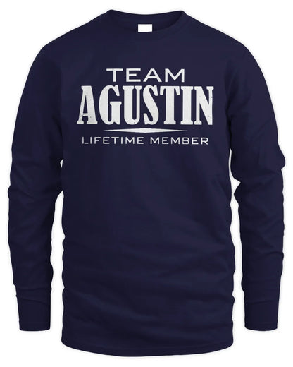 AGUSTIN BL62-K4-128 - Personalized “Team NAME Lifetime Member” - Men's Long Sleeved T-Shirt - Navy