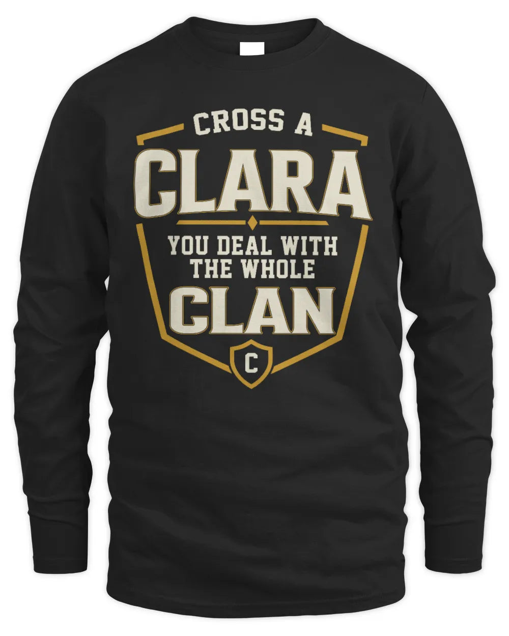 CLARA NT1-K008 Cross A/An NAME, You Deal With the Whole Clan | Personalized Vintage T-Shirt - Men's Long Sleeved T-Shirt - Black