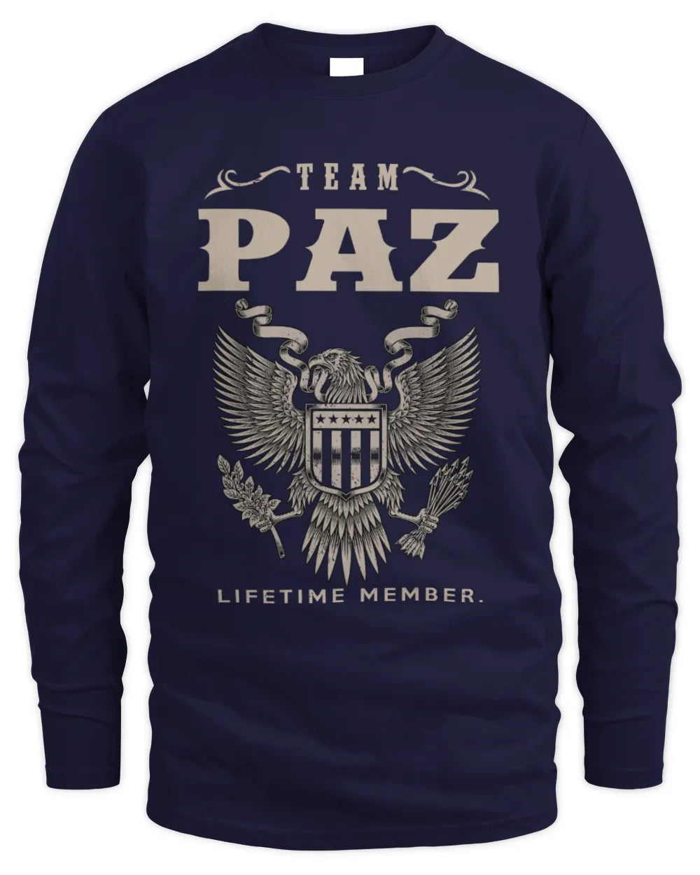 PAZ TP06-K82 – Personalized Classic Style Apparel “Team NAME Lifetime Member” - Men's Long Sleeved T-Shirt - Navy