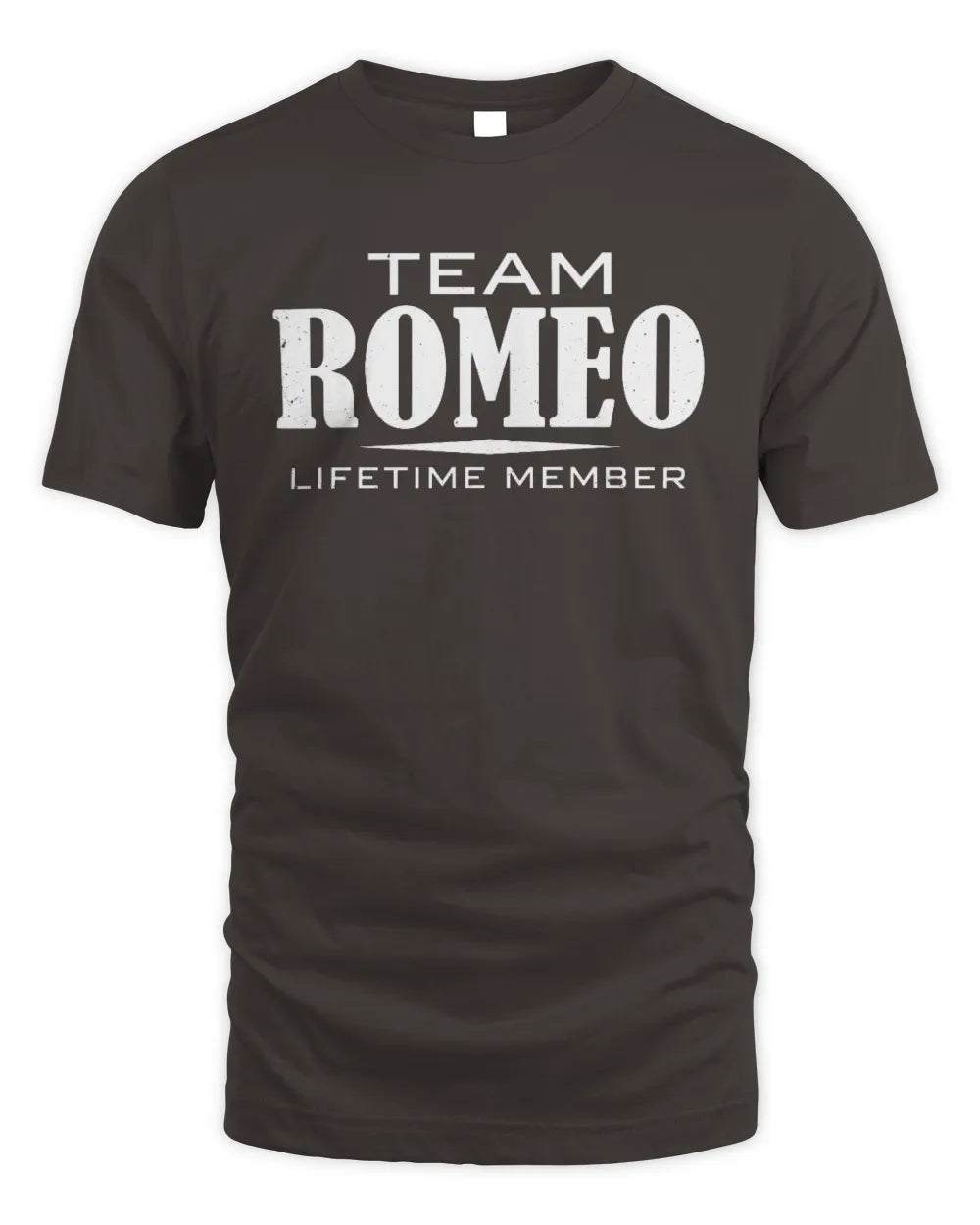 ROMEO BL62-K4-128 - Personalized “Team NAME Lifetime Member” - Unisex Standard T-Shirt - Dark Chocolate