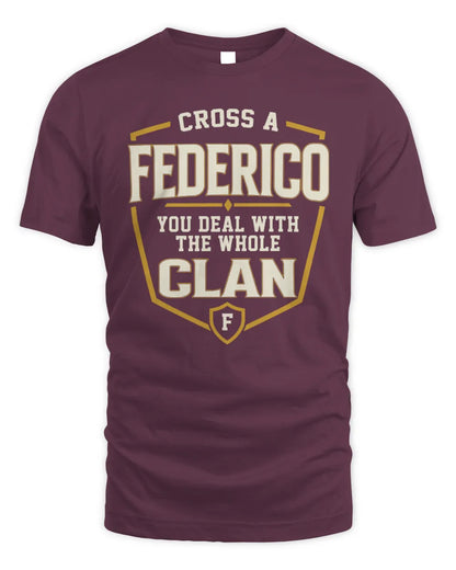 FEDERICO NT1-K008 Cross A/An NAME, You Deal With the Whole Clan | Personalized Vintage T-Shirt - Unisex Standard T-Shirt - Maroon