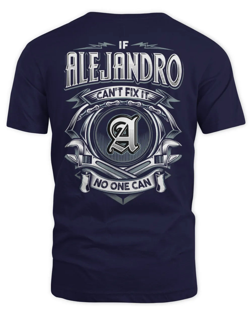 ALEJANDRO AP81-K4-626 - Personalized Ahmed Quote Apparel “If Ahmed Can't Fix It, No One Can” - Unisex Standard T-Shirt - Navy
