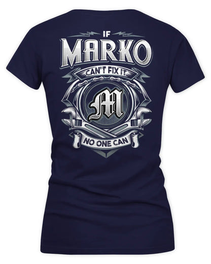 MARKO AP81-K4-626 - Personalized Ahmed Quote Apparel “If Ahmed Can't Fix It, No One Can” - Women's V-Neck T-Shirt - Navy
