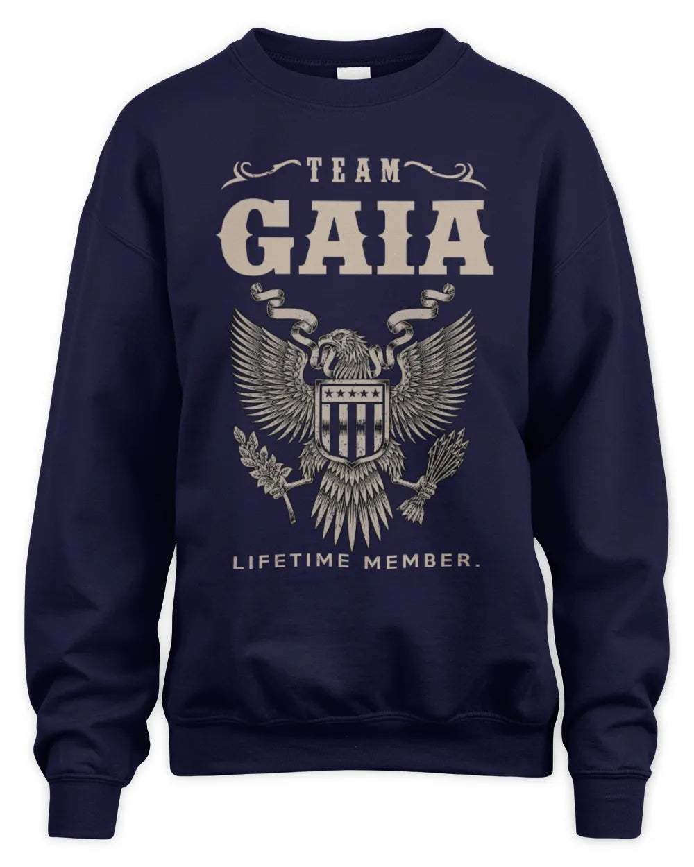 GAIA TP06-K82 – Personalized Classic Style Apparel “Team NAME Lifetime Member” - Unisex Sweatshirt - Navy