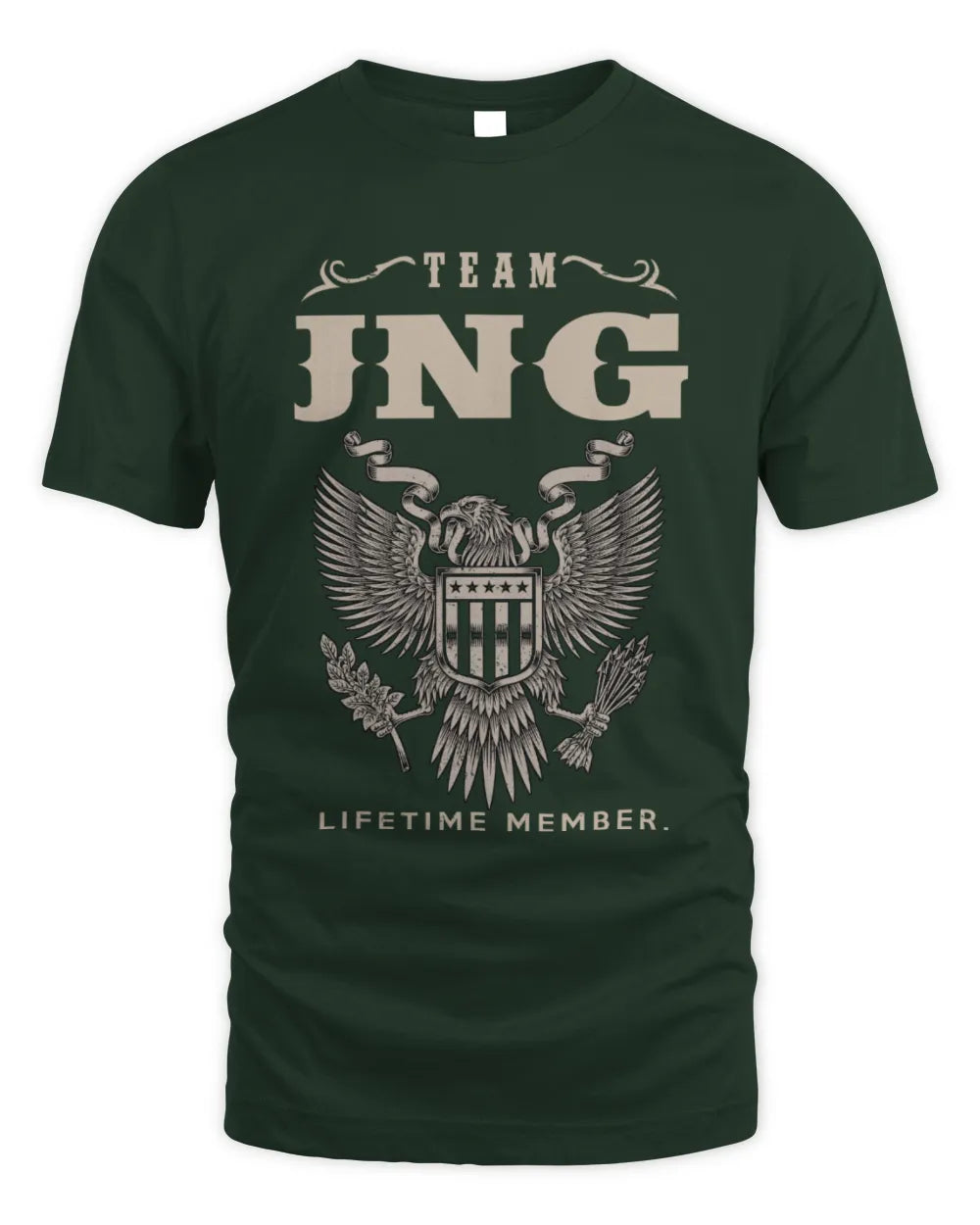 JNG TP06-K82 – Personalized Classic Style Apparel “Team NAME Lifetime Member” - Unisex Standard T-Shirt - Forest Green
