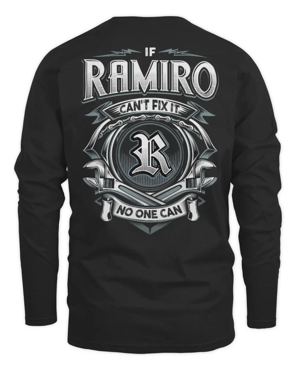 RAMIRO AP81-K4-626 - Personalized Ahmed Quote Apparel “If Ahmed Can't Fix It, No One Can” - Men's Long Sleeved T-Shirt - Black