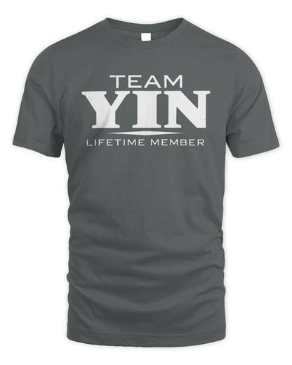 YIN BL62-K4-128 - Personalized “Team NAME Lifetime Member” - Unisex Standard T-Shirt - Charcoal