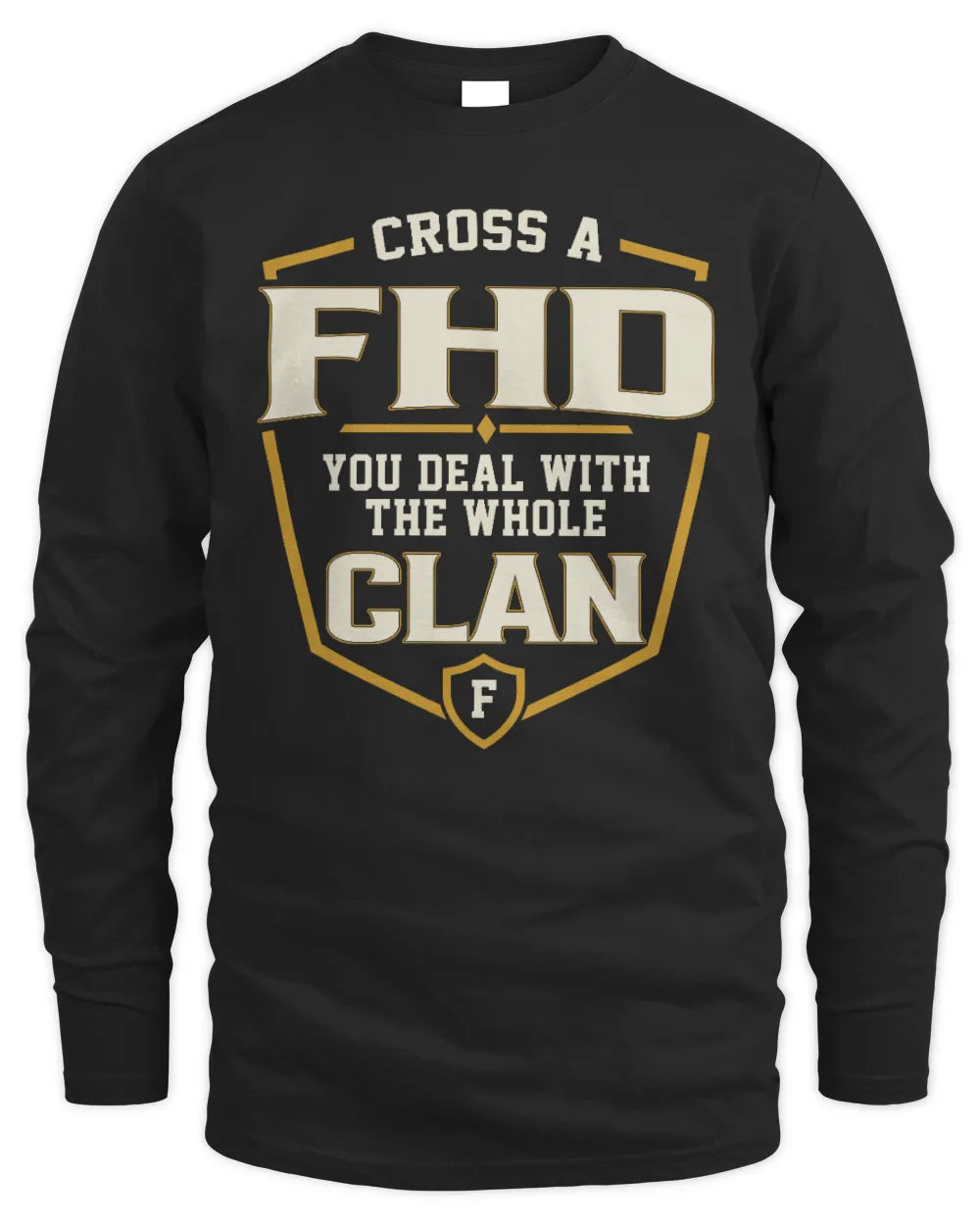 FHD NT1-K008 Cross A/An NAME, You Deal With the Whole Clan | Personalized Vintage T-Shirt - Men's Long Sleeved T-Shirt - Black