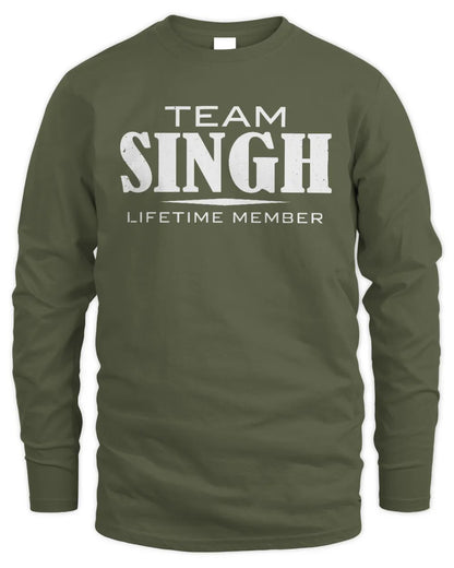 SINGH BL62-K4-128 - Personalized “Team NAME Lifetime Member” - Men's Long Sleeved T-Shirt - Military Green