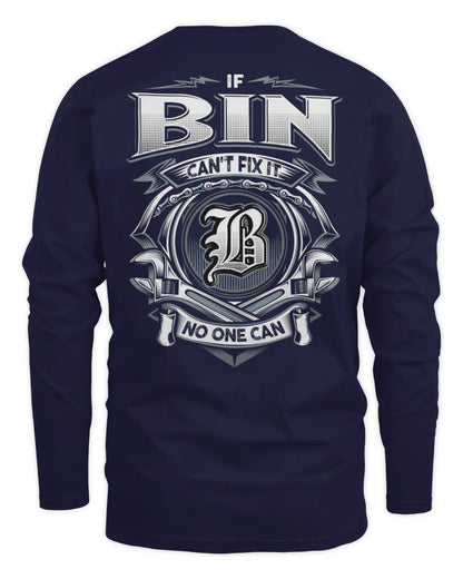 BIN AP81-K4-626 - Personalized Ahmed Quote Apparel “If Ahmed Can't Fix It, No One Can” - Men's Long Sleeved T-Shirt - Navy