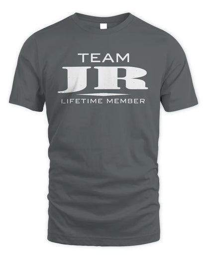 JR BL62-K4-128 - Personalized “Team NAME Lifetime Member” - Unisex Standard T-Shirt - Charcoal