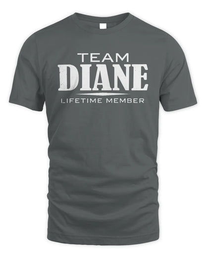 DIANE BL62-K4-128 - Personalized “Team NAME Lifetime Member” - Unisex Standard T-Shirt - Charcoal