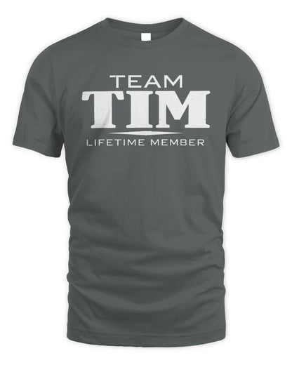 TIM BL62-K4-128 - Personalized “Team NAME Lifetime Member” - Unisex Standard T-Shirt - Charcoal