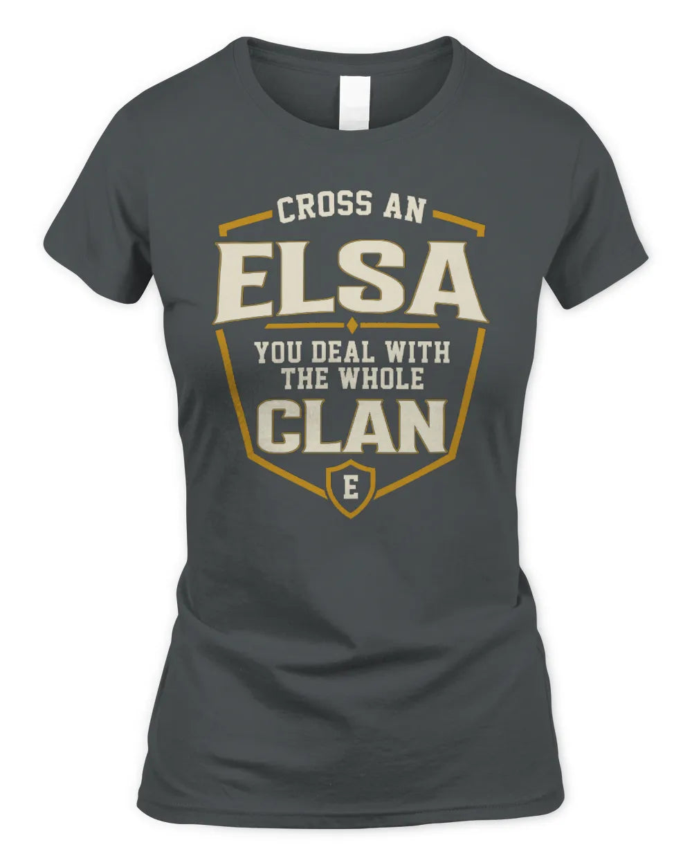 ELSA NT1-K008 Cross A/An NAME, You Deal With the Whole Clan | Personalized Vintage T-Shirt - Women's Standard T-Shirt - Charcoal