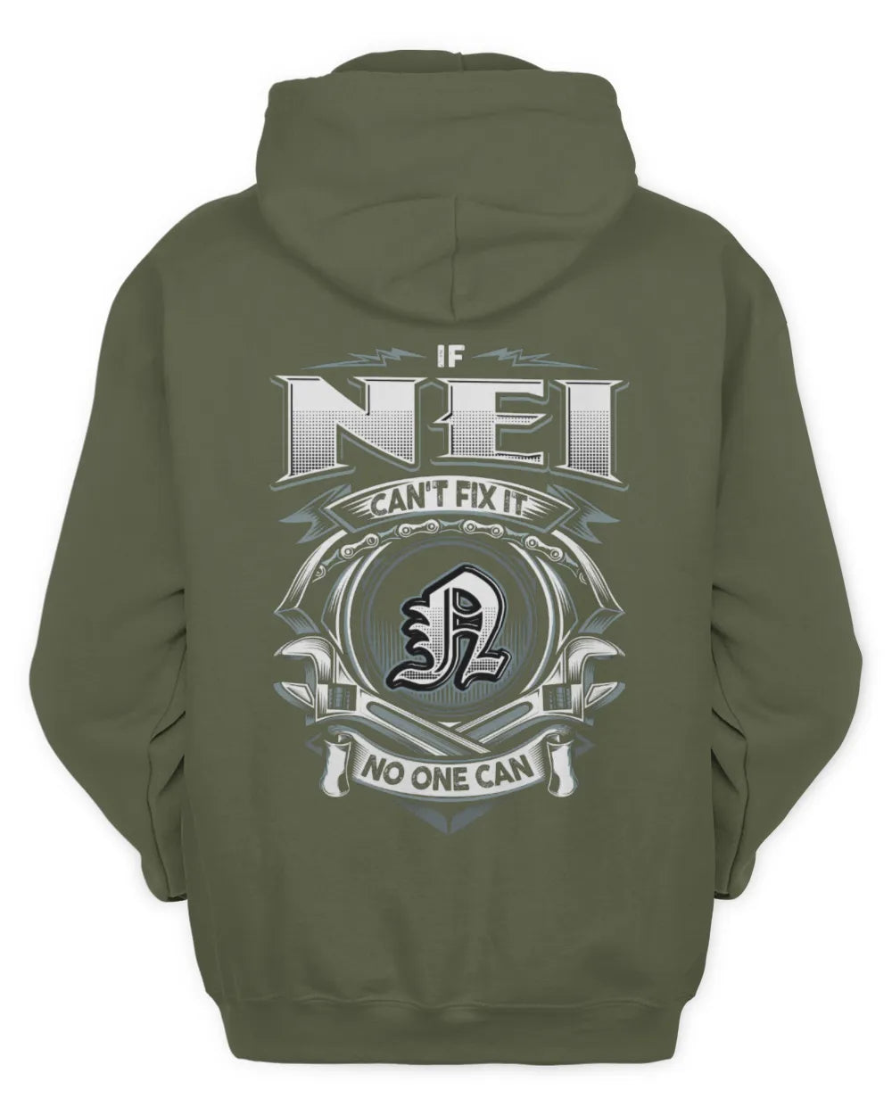 NEI AP81-K4-626 - Personalized Ahmed Quote Apparel “If Ahmed Can't Fix It, No One Can” - Unisex Hoodie - Military Green
