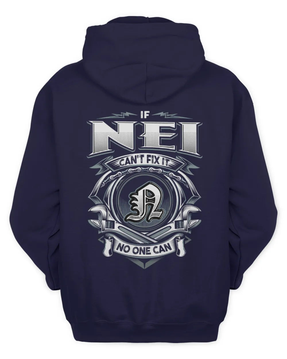 NEI AP81-K4-626 - Personalized Ahmed Quote Apparel “If Ahmed Can't Fix It, No One Can” - Unisex Hoodie - Navy