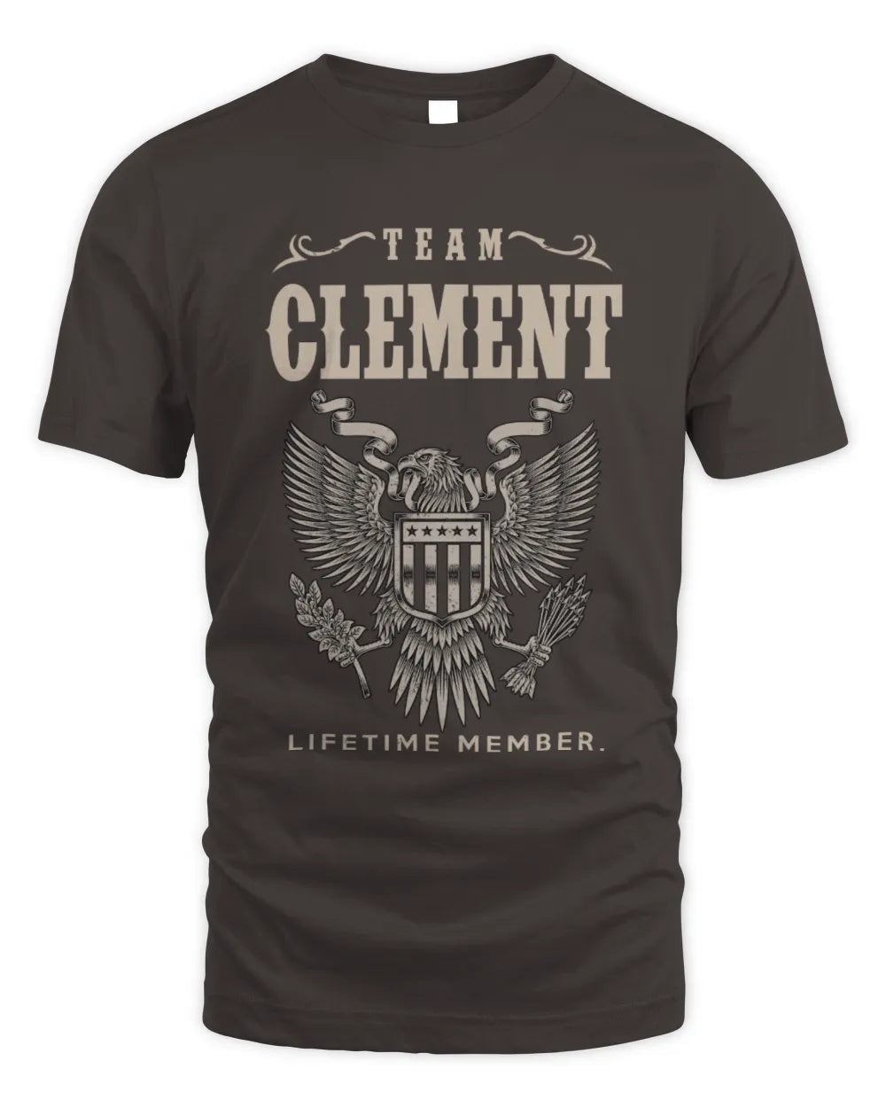 CLEMENT TP06-K82 – Personalized Classic Style Apparel “Team NAME Lifetime Member” - Unisex Standard T-Shirt - Dark Chocolate