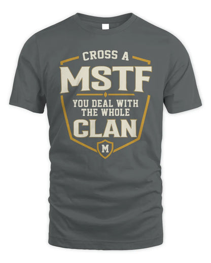 MSTF NT1-K008 Cross A/An NAME, You Deal With the Whole Clan | Personalized Vintage T-Shirt - Unisex Standard T-Shirt - Charcoal