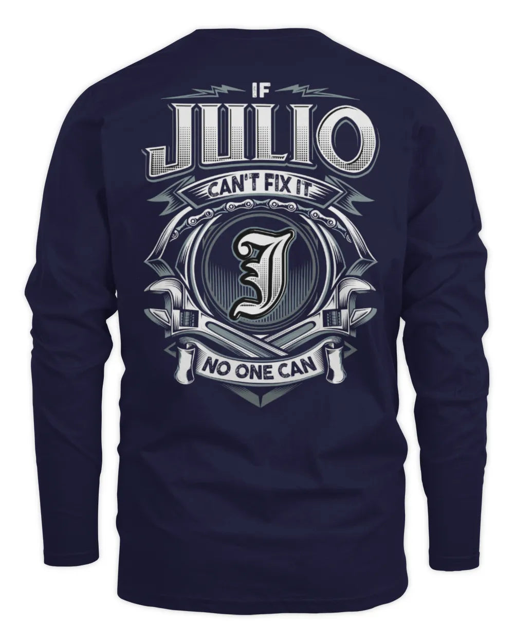JULIO AP81-K4-626 - Personalized Ahmed Quote Apparel “If Ahmed Can't Fix It, No One Can” - Men's Long Sleeved T-Shirt - Navy