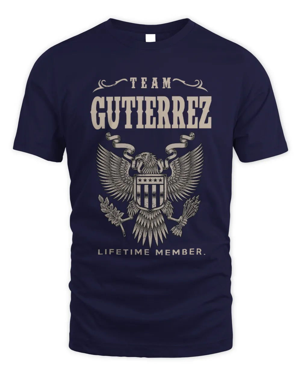 GUTIERREZ TP06-K82 – Personalized Classic Style Apparel “Team NAME Lifetime Member” - Unisex Standard T-Shirt - Navy