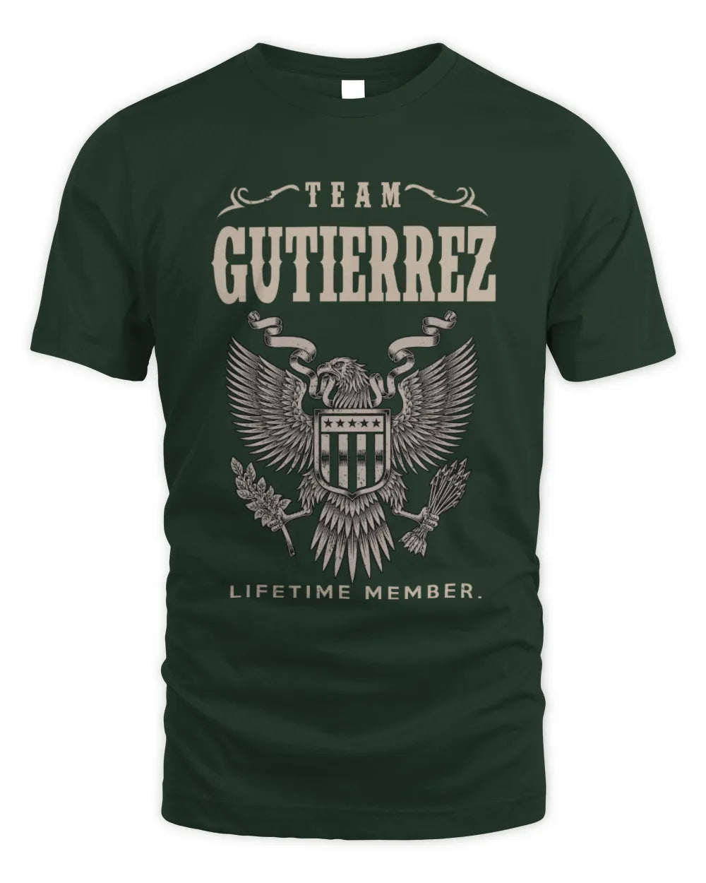 GUTIERREZ TP06-K82 – Personalized Classic Style Apparel “Team NAME Lifetime Member” - Unisex Standard T-Shirt - Forest Green