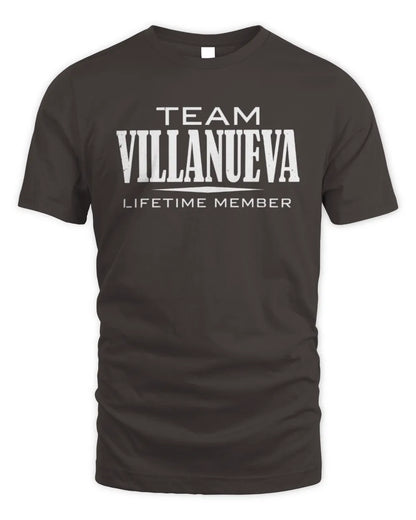 VILLANUEVA BL62-K4-128 - Personalized “Team NAME Lifetime Member” - Unisex Standard T-Shirt - Dark Chocolate