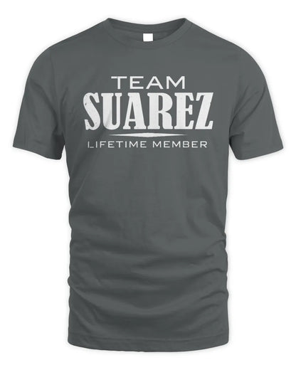 SUAREZ BL62-K4-128 - Personalized “Team NAME Lifetime Member” - Unisex Standard T-Shirt - Charcoal