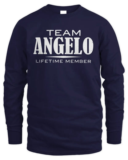 ANGELO BL62-K4-128 - Personalized “Team NAME Lifetime Member” - Men's Long Sleeved T-Shirt - Navy