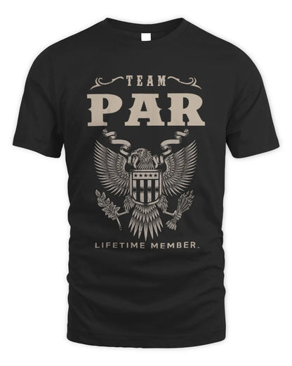 PAR TP06-K82 – Personalized Classic Style Apparel “Team NAME Lifetime Member” - Unisex Standard T-Shirt - Black