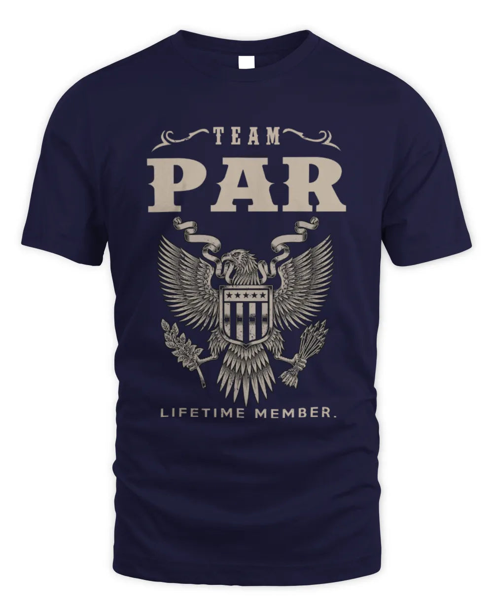 PAR TP06-K82 – Personalized Classic Style Apparel “Team NAME Lifetime Member” - Unisex Standard T-Shirt - Navy